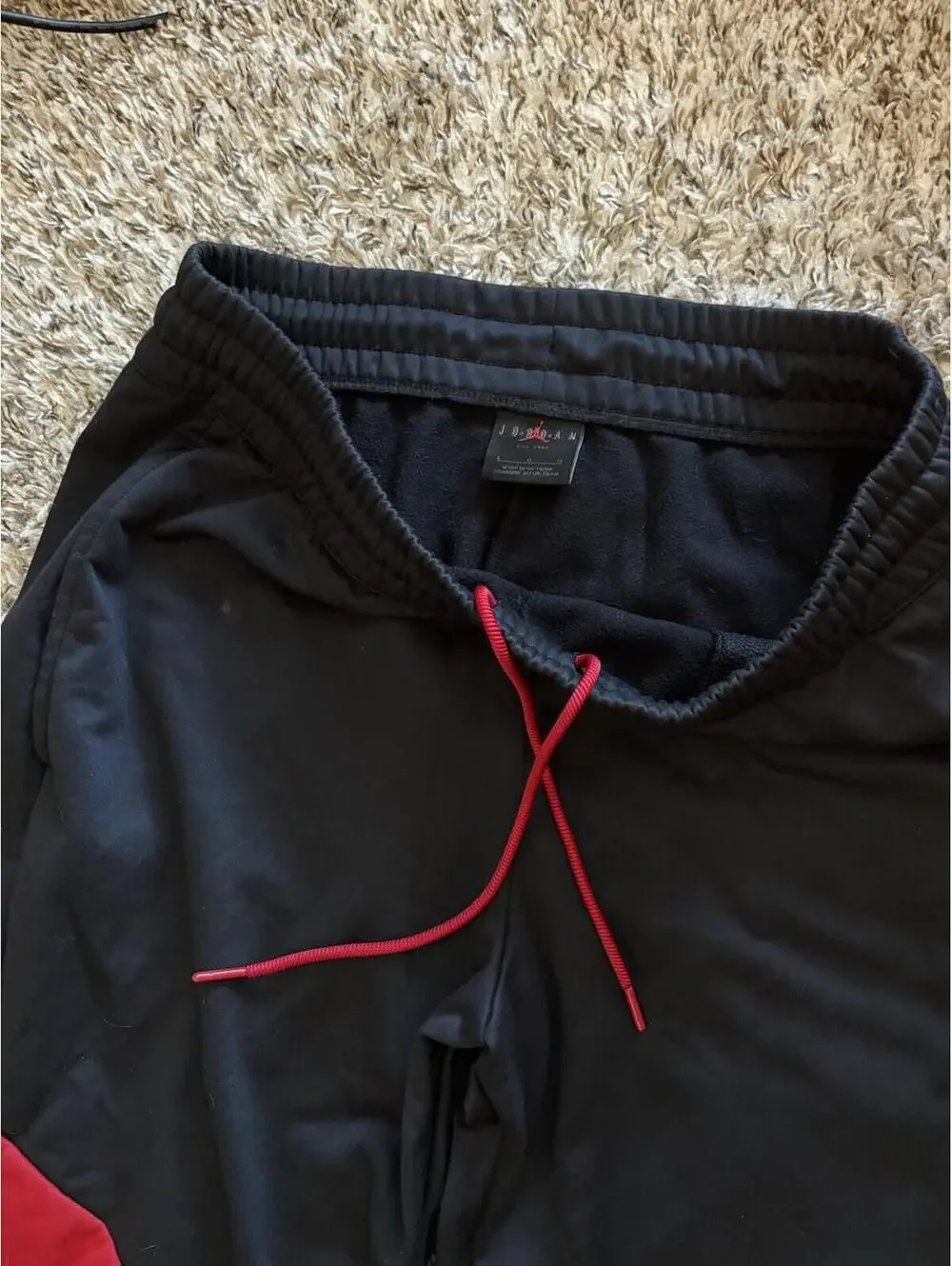 Jordan Men's Black Red 23 Alpha Therma Fleece Pants BV1313-010 Size Large